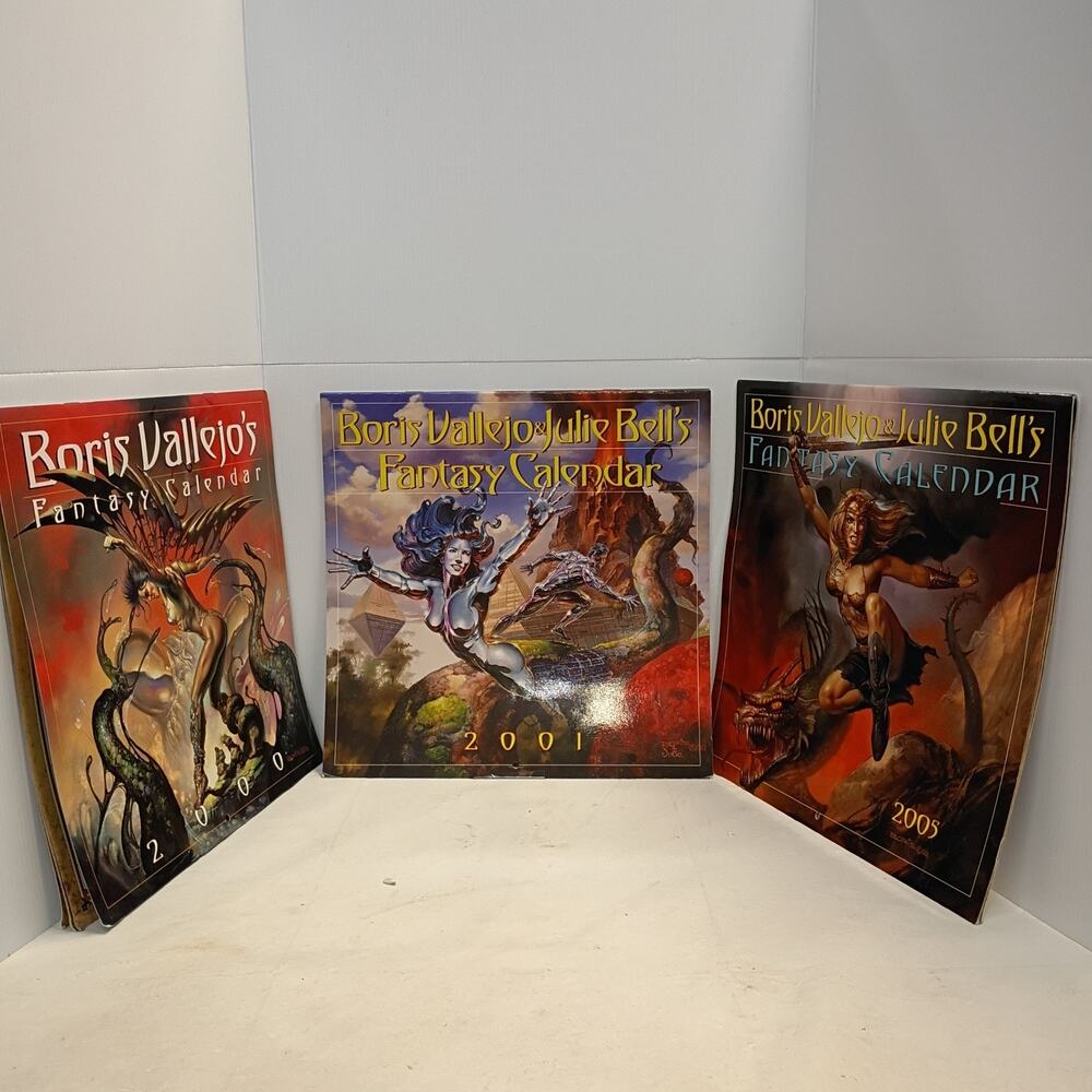 Boris Vallejo's Fantasy Art Pinup Calendar Lot of 3: 2000, 2001, 2005